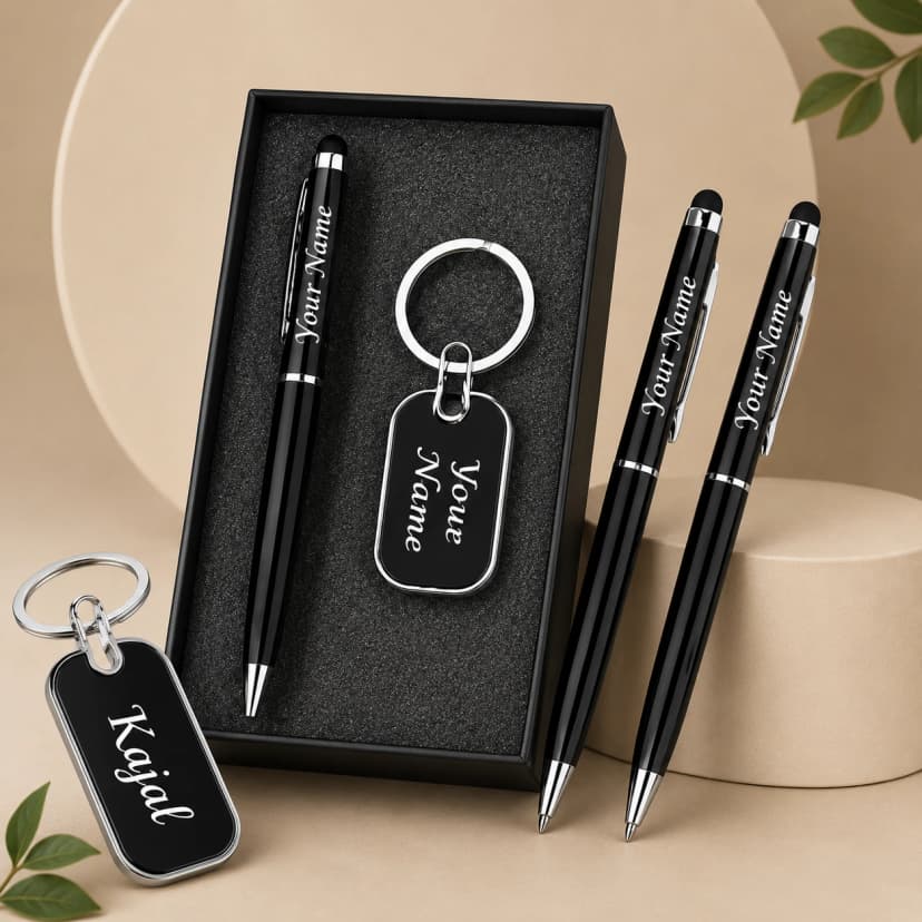 Keychain and pen set
