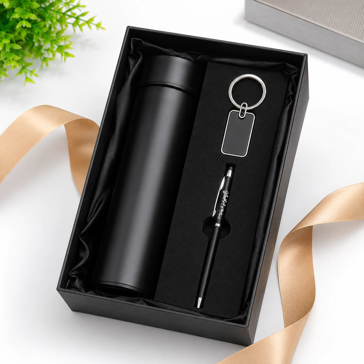 Personalized Tumbler Bottle Combo with Custom Name Pen & Keychain | Customized Gift Set for Men, Women, Students & Office - View 2 | Vishwakarma Gifts